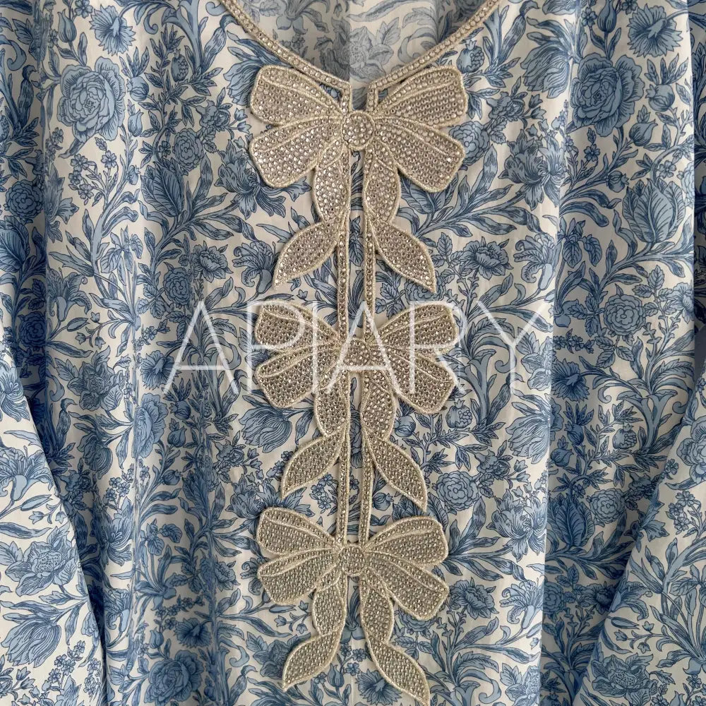 Crystal Bows in Liberty Sambourne Blue RTW