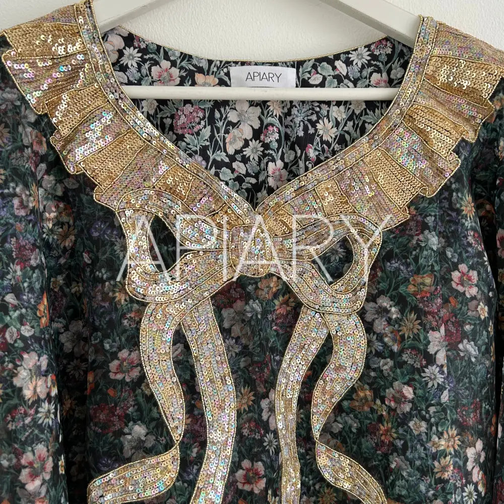 Liberty Limited Edition Thob Black Floral Rtw Length 57 Inches