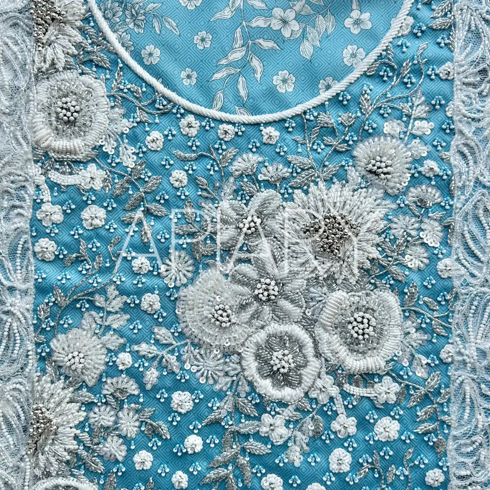 Liberty Sunflower Bouquet Blue w/Lace