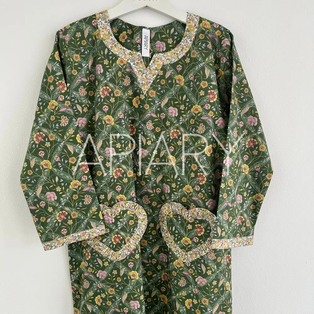 Margot in Liberty Green Lace - 40’’/7 years