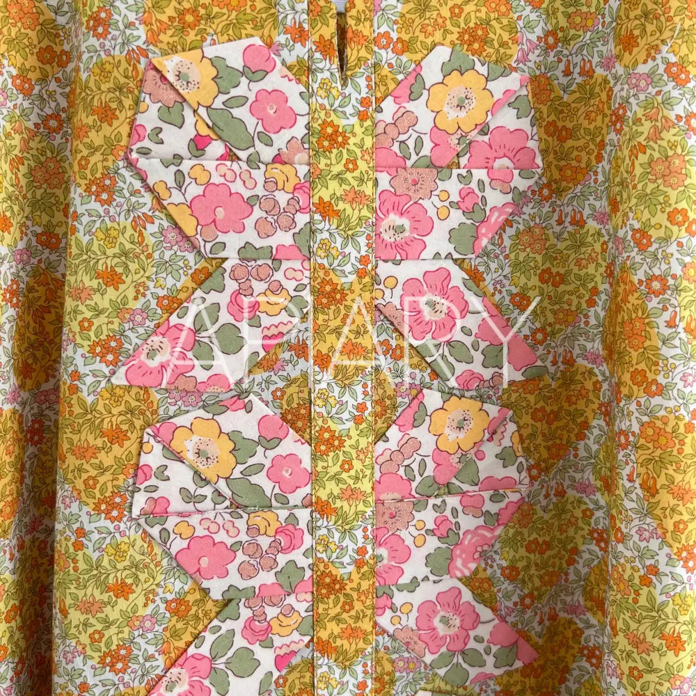 Origami Bows in Liberty Chamomile Hearts