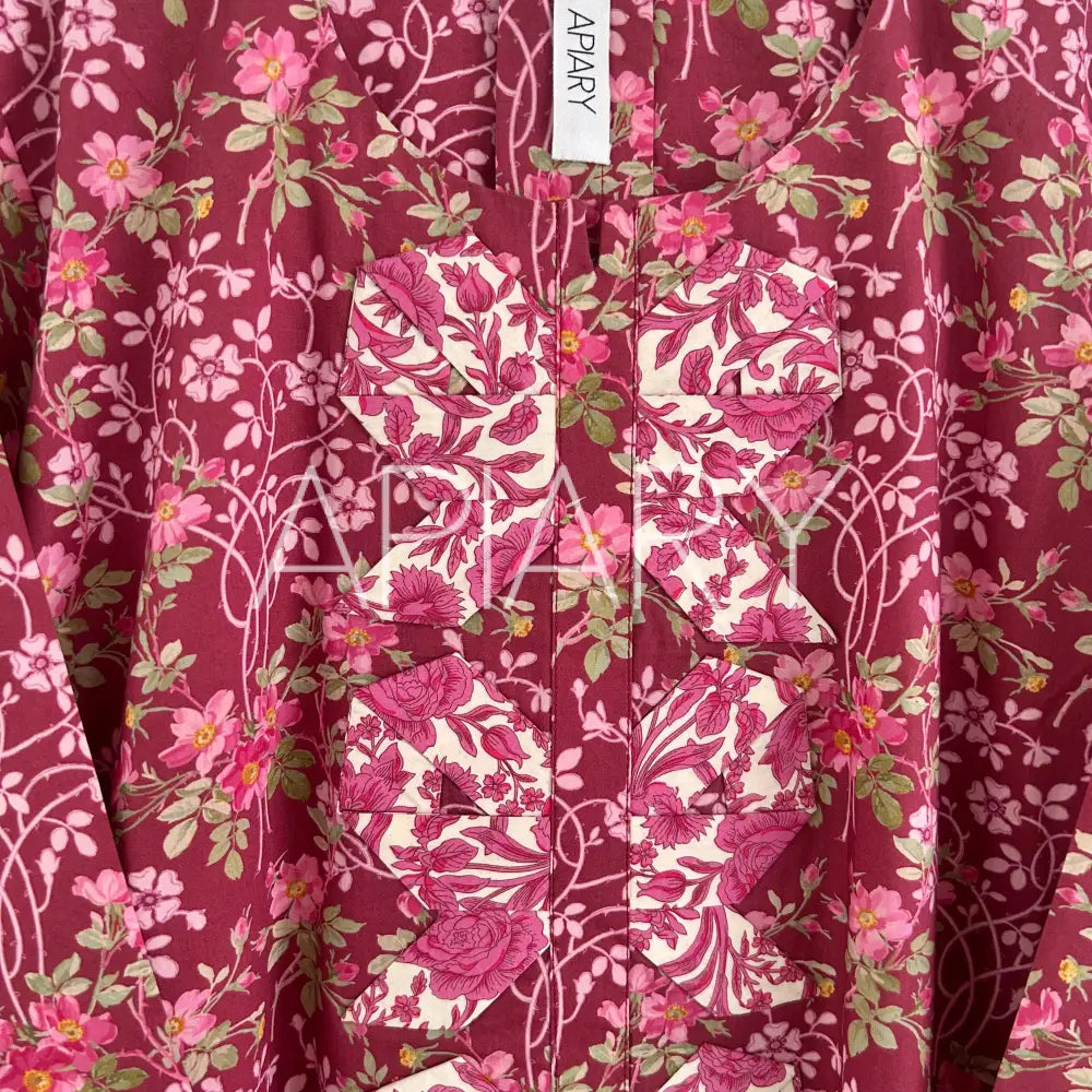 Origami Bows in Liberty Maroon Floral - 40’’/7 years